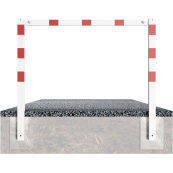 Stationary access barriers | for bolting on site | with top bar | hot-dip galvanized and white coatedwith red reflecting stripes | total width: 1500 mm